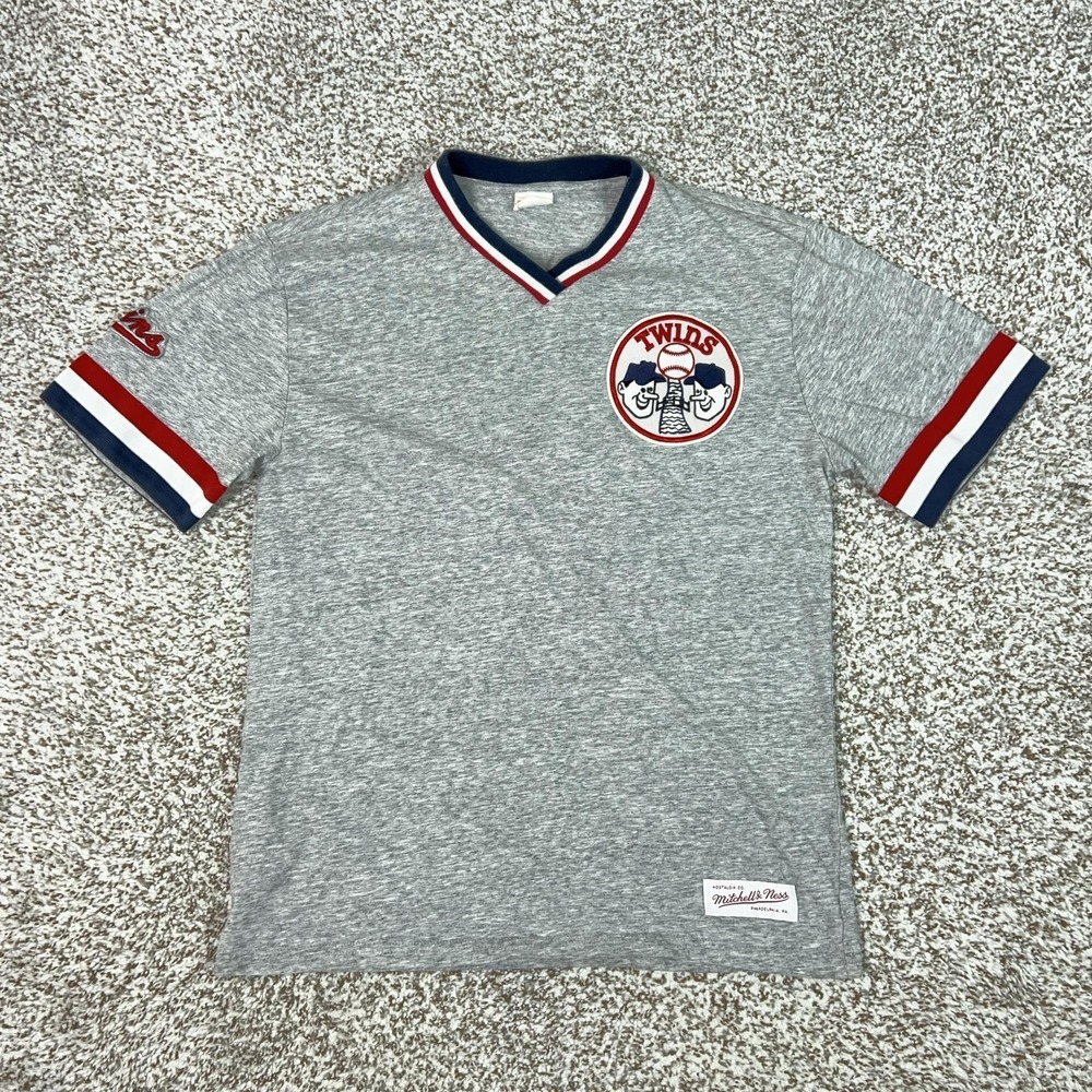 Minnesota Twins Shirt Mens Small Gray MLB Baseball Mitchell & Ness Retro Tee T